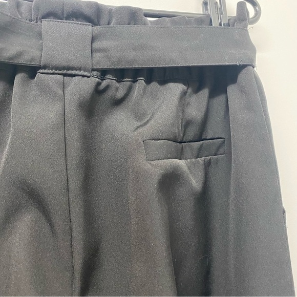 Black Paper Bag Elastic Waist Women Pants Size Medium - Picture 5 of 5